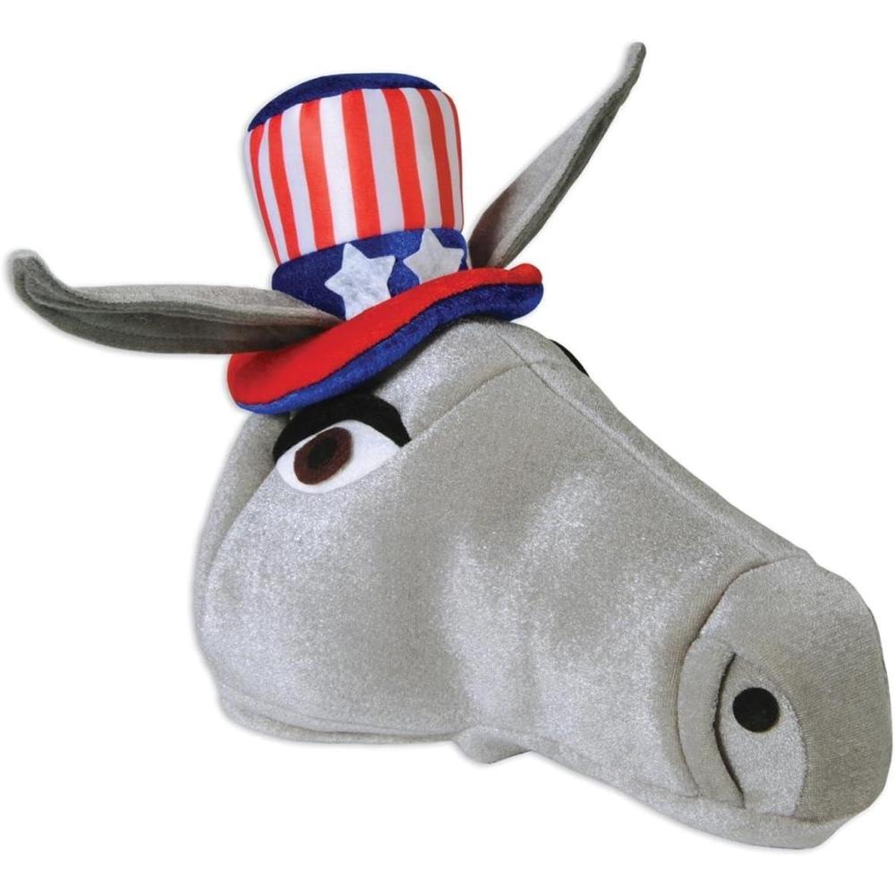 imageBeistle Plush Hats Novelty Party Hats for Birthday ampamp Holiday Theme Parties Funny American Patriotic Plush Hats for EventsPatriotic Donkey