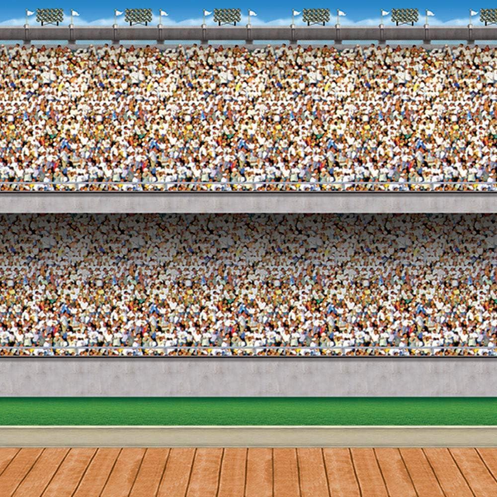 imageBeistle Stadium InstaTheme Backdrop Set  2Piece Plastic Photo Wall Background with Upper and Lower Deck Stadium Scene for Sports Parties Tailgates and Football Game Day Events 8 x 30 total