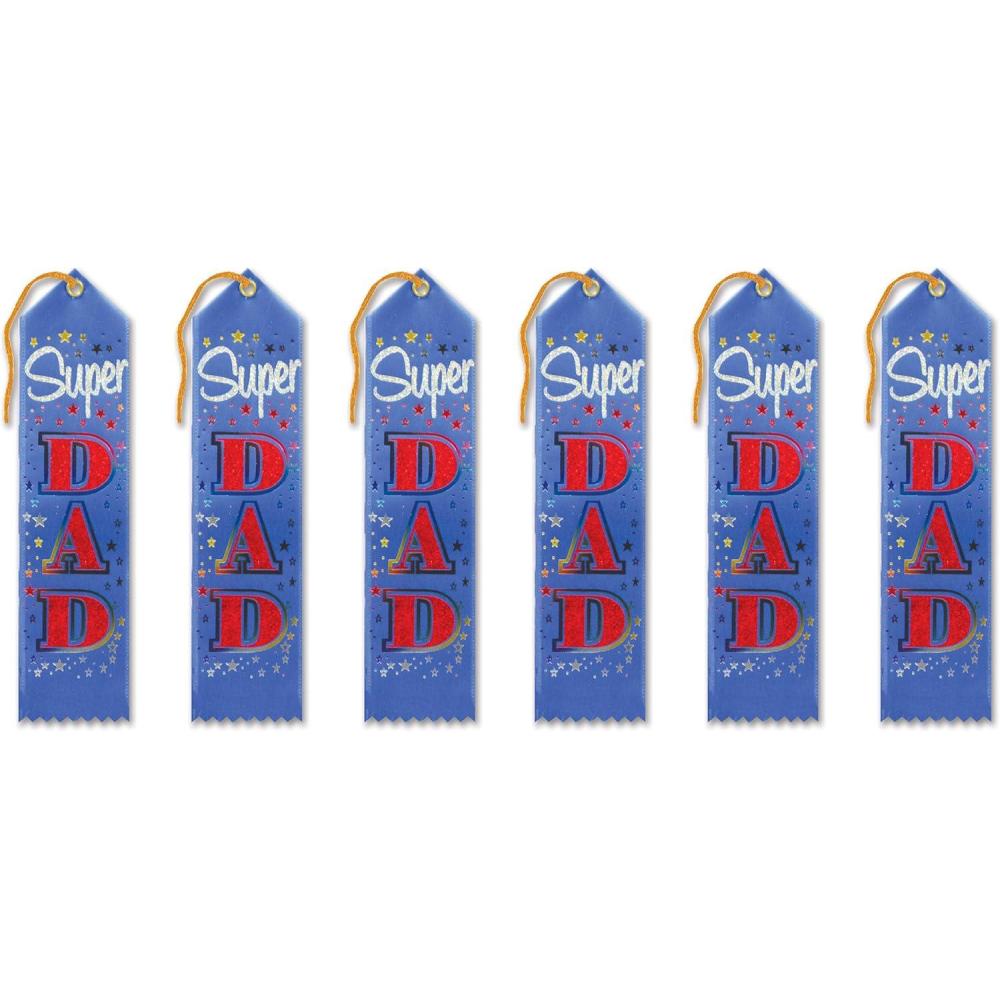 imageBeistle Super Dad Award Ribbons 2 by 8Inch Multicolor 6Pack