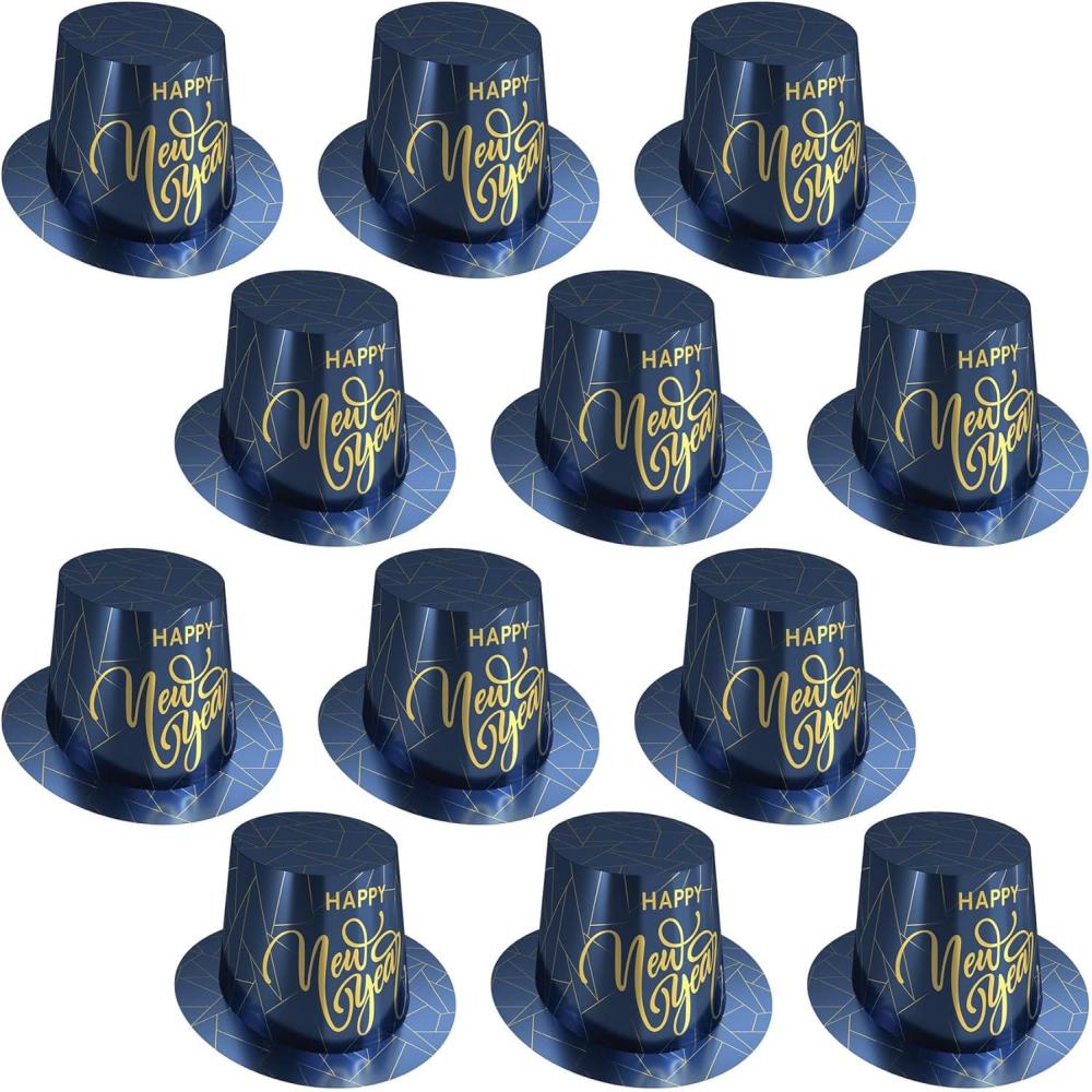 imageBeistle Unisex 12 Piece Midnight New Years HatsNavy BlueGold