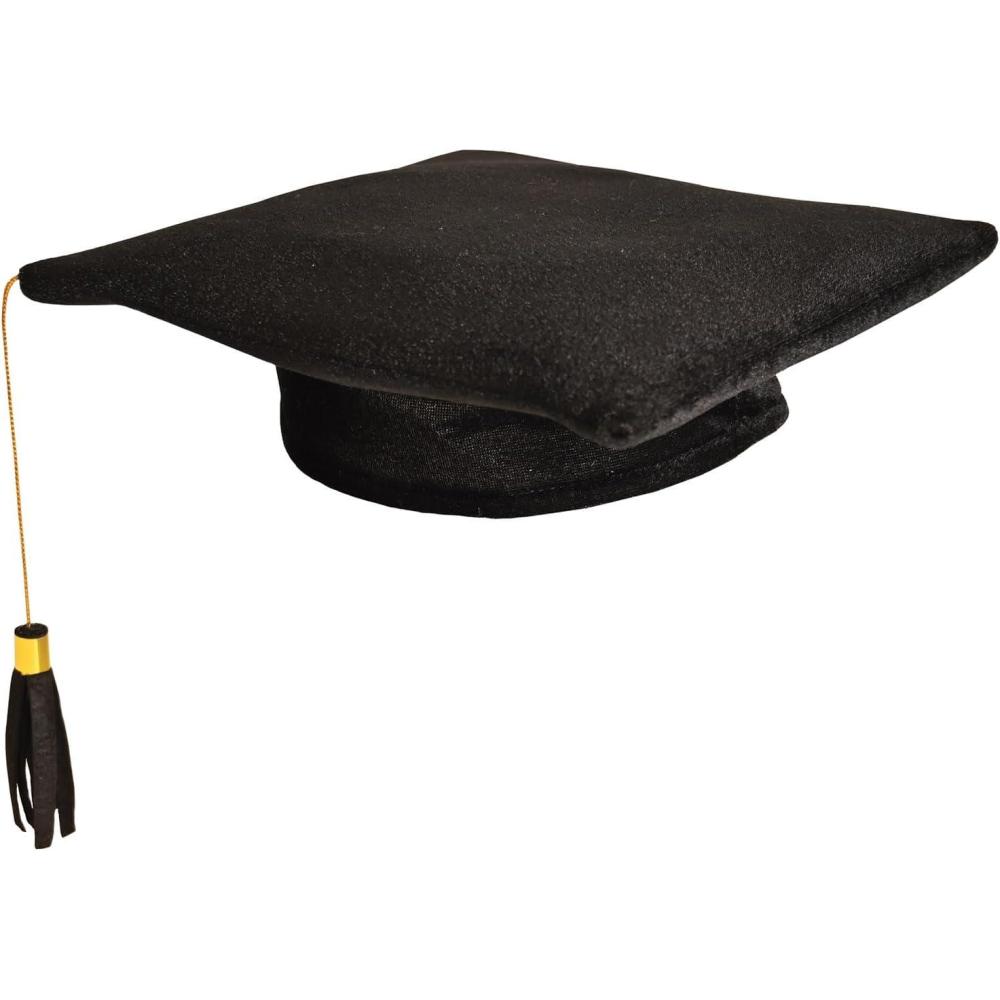 imageBeistle Unisex Plush White Graduation Cap  Student Ceremony Party Accessories Commencement Supplies Costume Dress UpGraduate Cap  Black