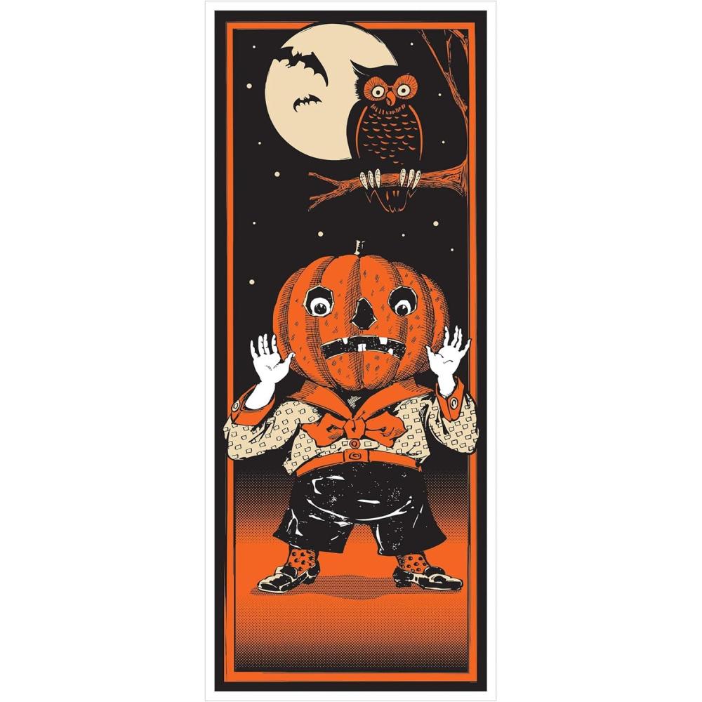 imageBeistle Vintage Halloween Door Cover  AllWeather Entrance Decoration with Pumpkin Head Character RetroStyle Black Cat Owl ampamp Moon Artwork Classic Halloween Party Dcor Indoor Outdoor 6 x 30quot