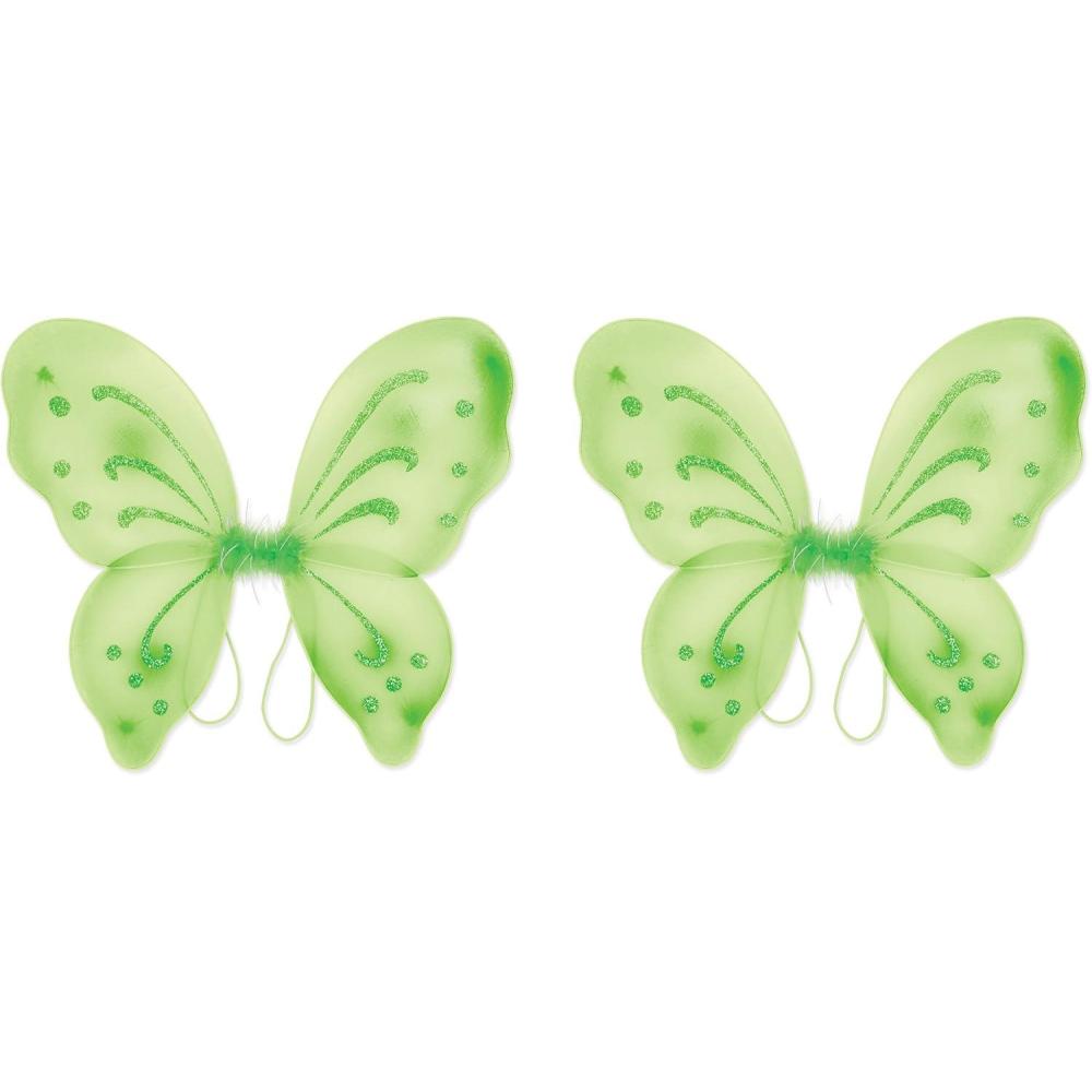 imageBeistle White Fairy Wings  2 Pack Small Lightweight Nylon Butterfly Costume Wings with Elastic Straps Fantasy Cosplay Accessories for Halloween Fairy DressUp Parties and Events 145 x 16Nylon Fairy Wings  Light Green