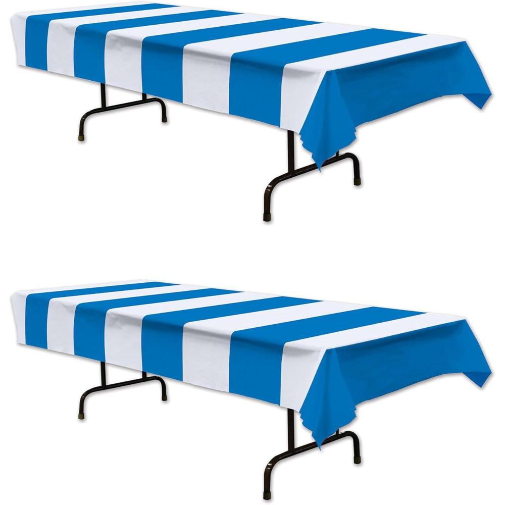 imageBlue ampamp White Stripes Tablecover Pack of 254 x 108