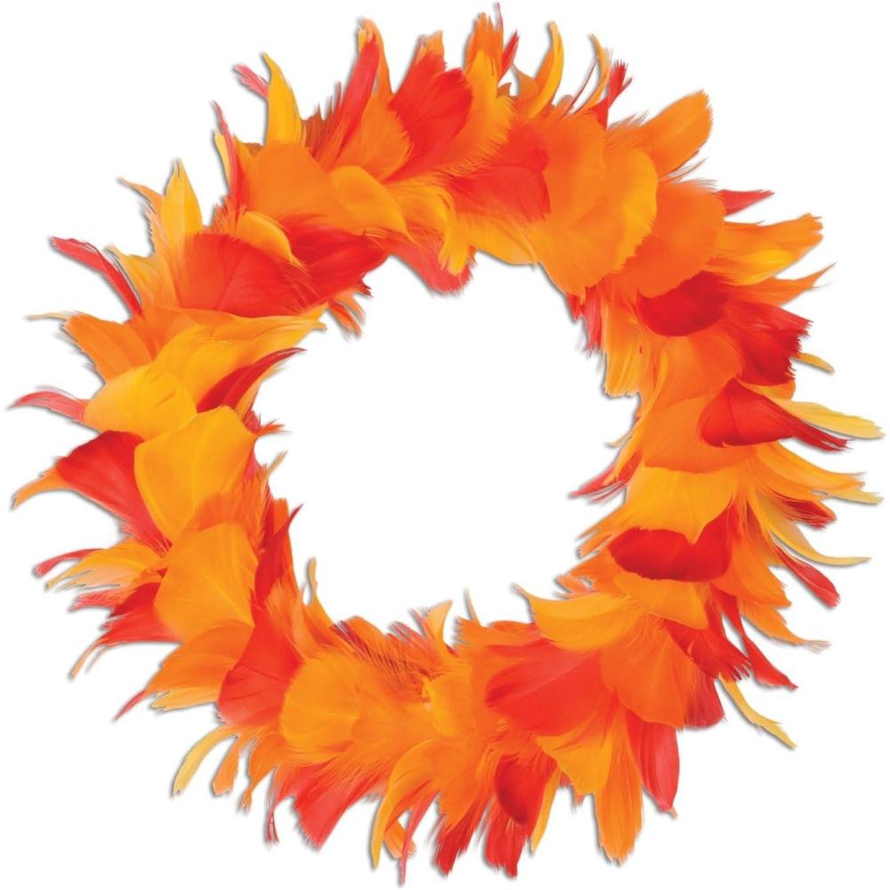 imageFeather Wreath goldenyellow orange red Party Accessory  1 count
