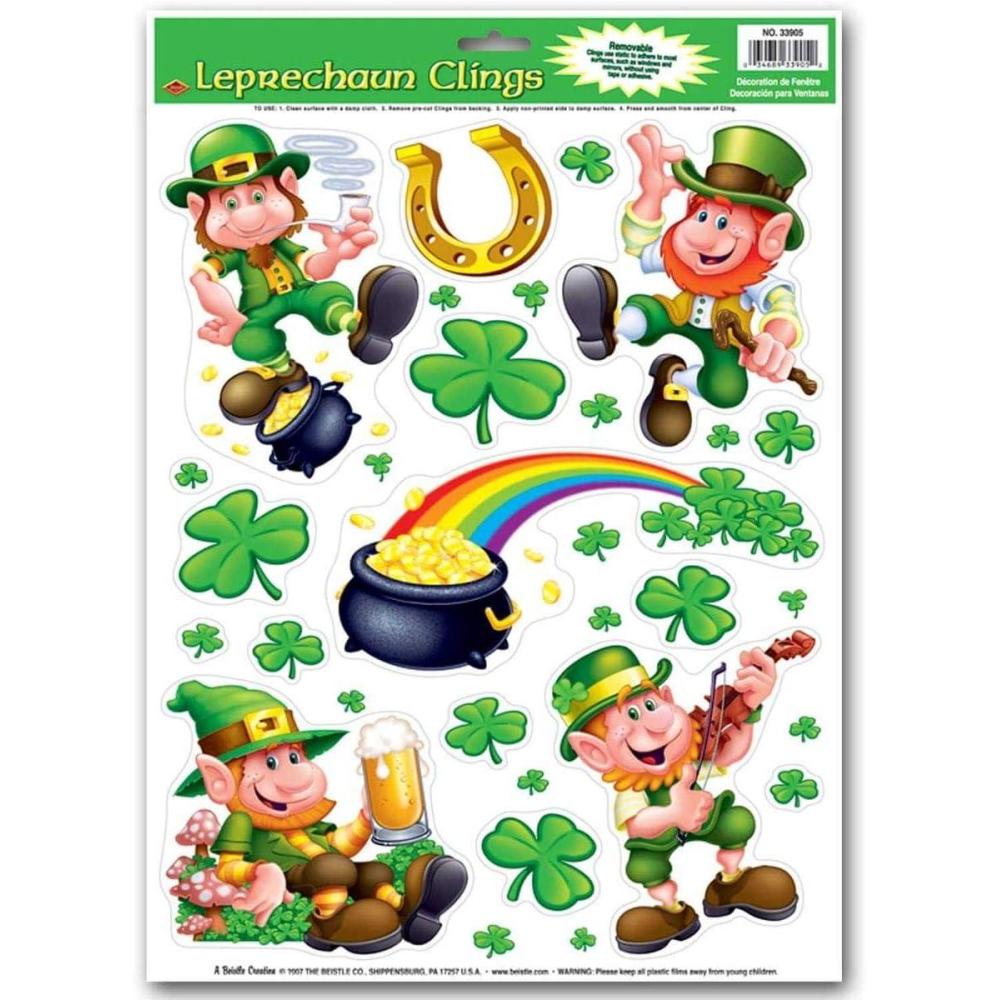 imageLeprechaunShamrock Clings Party Accessory 1 count 10Sh1 piece