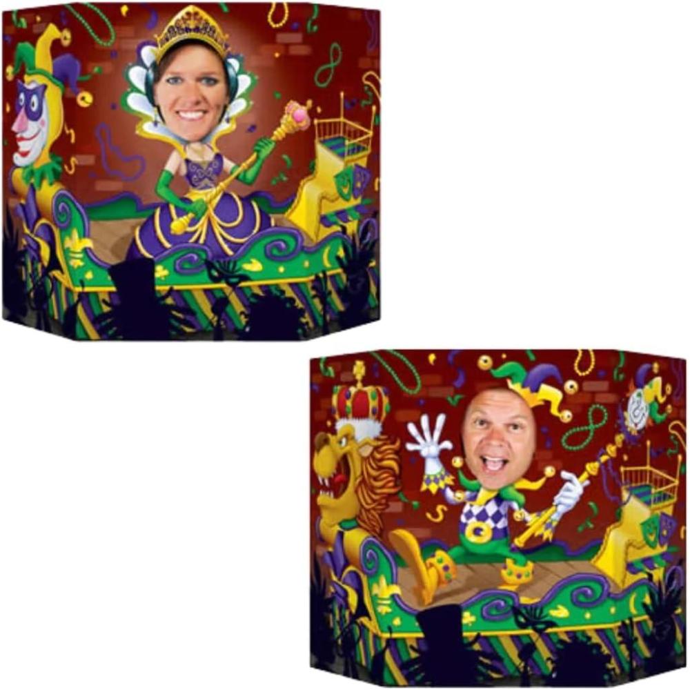 imageMardi Gras Photo Prop 1 side male other side female Party Accessory 1 count 1PkgMardi Gras