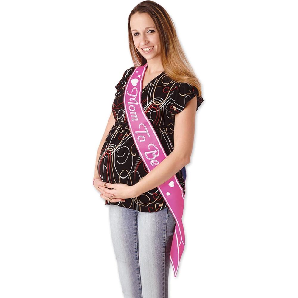 imageMom To Be Satin Sash Party Accessory 1 count 1PkgPink