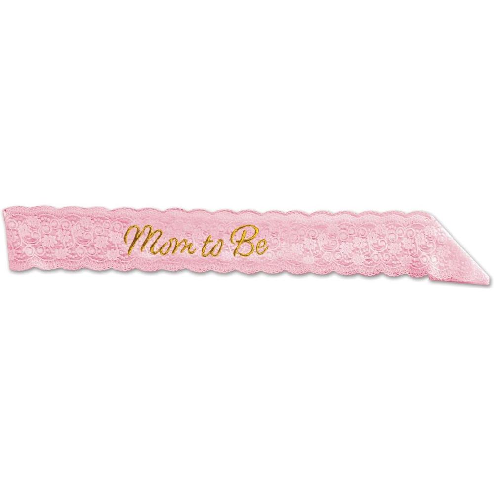 imageMom To Be Satin Sash Party Accessory 1 count 1PkgPinkGold