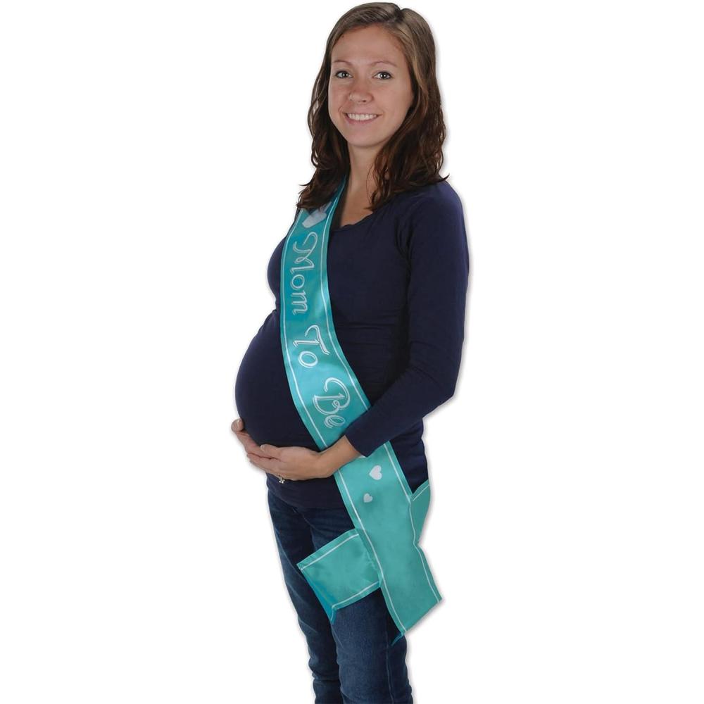 imageMom To Be Satin Sash Party Accessory 1 count 1PkgTurquoise