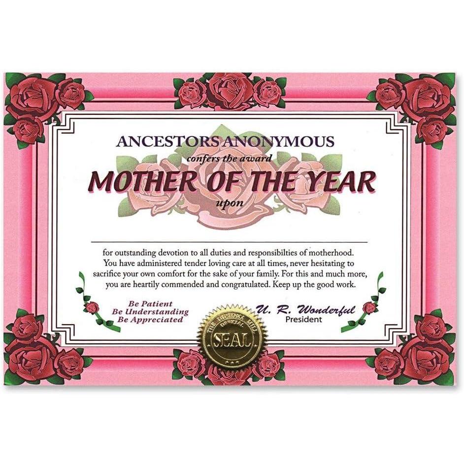 imageMother Of The Year Certificate Greeting  1pc