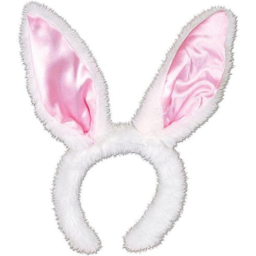 imagePlush Satin Bunny Ears white ampamp pink Party Accessory 1 count 1Pkg
