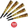 Beistle 100 Count Champagne New Year’s Eve Horns Metallic Bubble Design, Festive Noisemaker Party Favors for NYE Celebrations and Countdowns, 9″, Gold/Black
