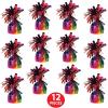 Beistle 12 Count Rainbow Metallic Plastic Wrapped Balloon Weights for Birthday Parties, Colorful Celebrations and Pride Events, Table Decorations for Any Theme, 6 Oz(Rainbow)