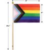 Beistle 12 Piece 4″ x 6″ Fabric Pride Flags on 9.75″ Ball Tipped Wooden Sticks, LGBTQ+ Parade Events, Multicolor