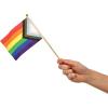 Beistle 12 Piece 4″ x 6″ Fabric Pride Flags on 9.75″ Ball Tipped Wooden Sticks, LGBTQ+ Parade Events, Multicolor