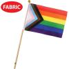Beistle 12 Piece 4″ x 6″ Fabric Pride Flags on 9.75″ Ball Tipped Wooden Sticks, LGBTQ+ Parade Events, Multicolor