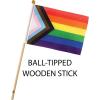 Beistle 12 Piece 4″ x 6″ Fabric Pride Flags on 9.75″ Ball Tipped Wooden Sticks, LGBTQ+ Parade Events, Multicolor