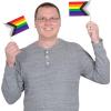 Beistle 12 Piece Polyester Fabric Rainbow Pride Flags With Wooden Sticks LBGTQ Party Decorations