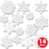 Beistle 14 Piece Plastic Die-Cut Snowflake Decorations, Winter Cutouts for Classroom Bulletin Board, Indoor Christmas Décor, Made in USA Since 1900, 4.75″ – 9.25″, White/Clear