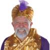 Beistle 2 Piece Fabric Gold Sultan Hats & Purple Feathers, Genie Head Wraps Costume Accessories For Arabian Nights Theme Party, Celebrating With You Since 1900