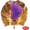 Beistle 2 Piece Fabric Gold Sultan Hats & Purple Feathers, Genie Head Wraps Costume Accessories For Arabian Nights Theme Party, Celebrating With You Since 1900