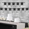 Beistle 2 Piece Metallic Plastic Square Fringed Photo Backdrop Curtains for Birthday Party, Wedding Reception, Graduation Celebration, Baby Theme, Bridal Shower Decorations