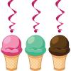 Beistle 24 Piece Ice Cream Theme Party Decoration Hanging Spirals, 15″ – 25.5″, Pink/Tan/Green/Brown