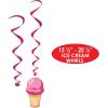 Beistle 24 Piece Ice Cream Theme Party Decoration Hanging Spirals, 15″ – 25.5″, Pink/Tan/Green/Brown