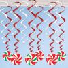 Beistle 24 Piece Plastic Peppermint Hanging Whirls Christmas Swirl Decorations with Paper Icons Winter Party Supplies, 17.5″ – 33.5″, Red/White/Green