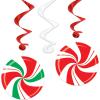 Beistle 24 Piece Plastic Peppermint Hanging Whirls Christmas Swirl Decorations with Paper Icons Winter Party Supplies, 17.5″ – 33.5″, Red/White/Green