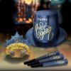 Beistle 25 Count Midnight Blue New Year Tiaras, Elegant Gold “Happy New Year” Design, Stylish NYE Accessories for Party Celebrations and Events