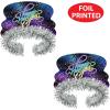 Beistle 25-Pack New Year’s Eve Celebration Tiaras, Metallic with Fireworks Design and Silver Fringe, Perfect Party Favors for NYE Events