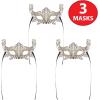 Beistle 3 Piece Gold Lace Mardi Gras Masks with Black Ribbon Ties, Halloween Costume Accessories, New Orleans Carnival Favors