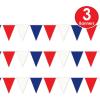 Beistle 3 Piece Plastic Red, White, & Blue Pennant Banners For USA 4th Of July Decorations, Patriotic Party Supplies(3)