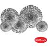 Beistle 5 Piece Metallic Foil Hanging Decorative Fans for Birthday Party, Anniversary Celebration, Bridal Shower, Happy New Year’s Eve Decorations(Silver)