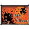Beistle 5′ x 7′ Vibrant Fabric Vintage Halloween Backdrop – Spooktacular Witch and Haunted House Photo Background Prop, Celebrating with You Since 1900