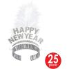 Beistle 50-Person New Year’s Eve Party Pack, Silver & White NYE Hats, Feathered Tiaras, Necklaces, & Horns, New Years Accessories, Celebration Assortments