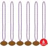 Beistle 6 Piece Plastic Football Party Necklaces, Game Day Sports Theme Favors(Purple/Brown)