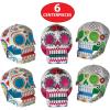 Beistle 6 Piece Three Dimensional Sugar Skull Day Of The Dead Centerpieces – Eye-Catching Dia De Los Muertos Party Decorations, Made In USA Since 1900