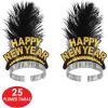 Beistle Black & Gold Happy New Year’s Eve Party Supplies Assortment for 50 People – NYE Photo Booth Props – Hats, Tiaras, Noisemaker Horns, Necklaces