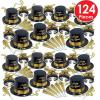 Beistle Black & Gold Legacy Happy New Year’s Eve Party Supplies Assortment For 50 People – NYE Photo Booth Props – Hats, Tiaras, Horns, Necklaces