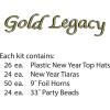 Beistle Black & Gold Legacy Happy New Year’s Eve Party Supplies Assortment For 50 People – NYE Photo Booth Props – Hats, Tiaras, Horns, Necklaces