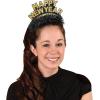 Beistle Black and Gold Happy New Year Regal Tiaras, Pack of 6- Elegant Party Crowns for NYE Celebrations, Festive Headwear, Sparkling Accessories for Midnight Countdown