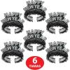 Beistle Black and Silver HNY Regal Tiaras, Pack of 6, Happy New Year Party Headbands in Black and Silver, NYE Celebration Favors and Headwear Accessories, One Size