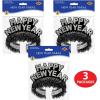 Beistle Black and Silver HNY Regal Tiaras, Pack of 6, Happy New Year Party Headbands in Black and Silver, NYE Celebration Favors and Headwear Accessories, One Size