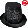 Beistle Blackout New Year Assortment Party Pack Hi-Hats, 25 Plumed Tiaras, and 50 Foil 9” Horns-Elegant Favors and Accessories for NYE Celebrations, One Size, Black/Silver