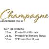 Beistle Cheers New Year Assortment NYE Party Pack Hi-Hats, 25 Tiaras, and 50 Foil 9” Horns, Gold Champagne Bubble Design, Headwear Accessories and Favors, One Size