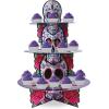 Beistle Day of The Dead Cupcake Stand, 16”- Dia de Los Muertos 3-Tier Treat Display, Sugar Skull Dessert Tray for Halloween Celebrations and Mexican Fiestas (Pack of 2)(11.3″)