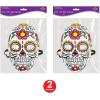 Beistle Day of the Dead Masks, Sugar Skull Design with Elastic for Dia de los Muertos Celebrations, Halloween Parties, and Festive Mexican Events
